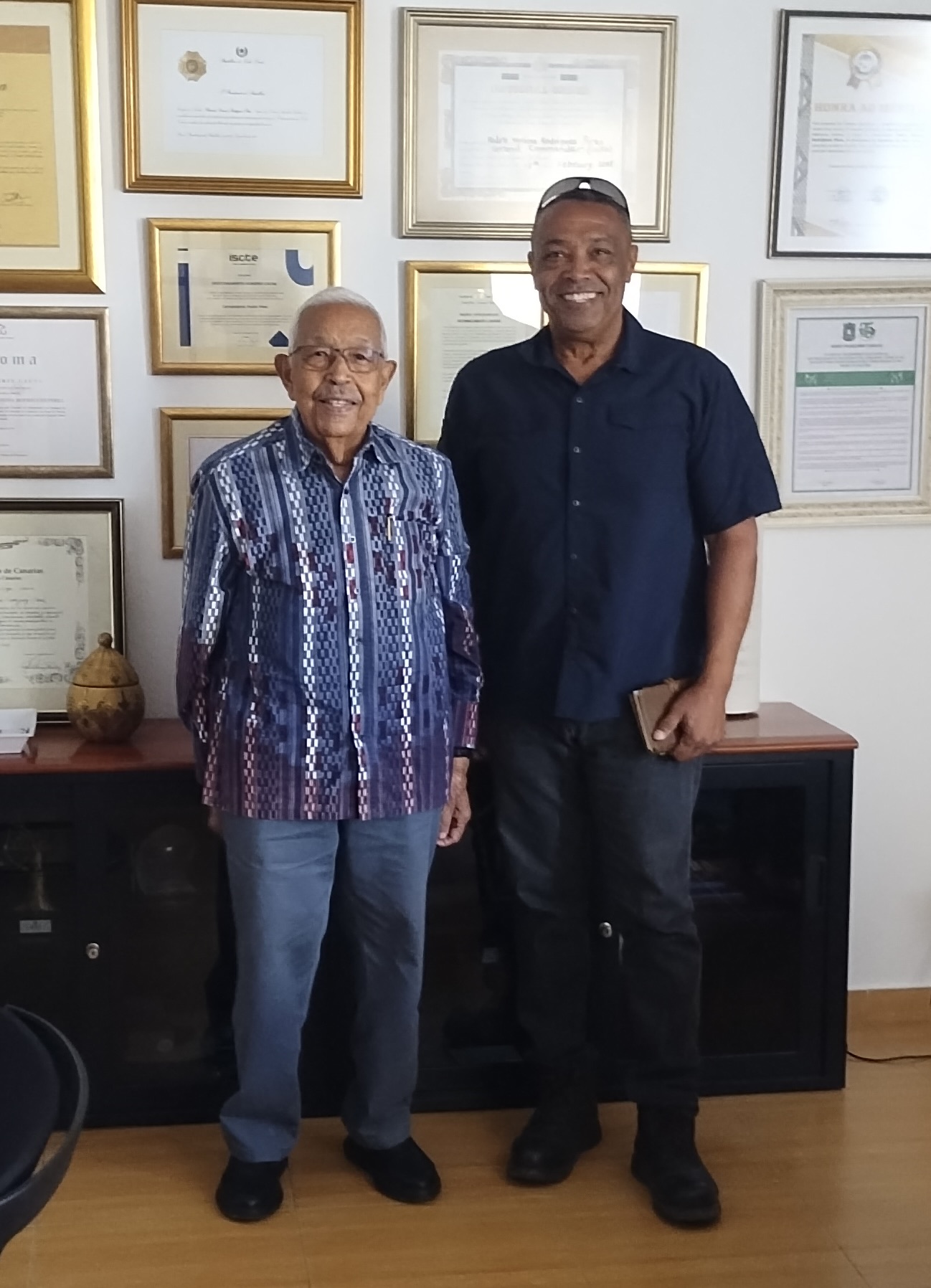 Nelson Gregor with former President Pedro Pires of Cabo Verde